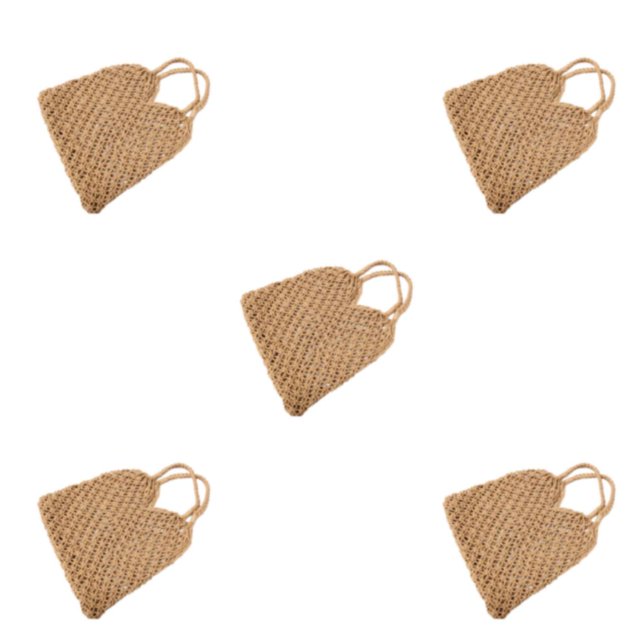kurtrusly Fashionable And Functional Straw Beach Bag For Any Occasion Space-saving Blended Straw Handbag khaki 5Set