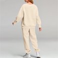 thumbnail image 4 of Pisexur Ensemble Pantalon 2 Pcs Mode Décontractée Ensemble de Survêtement Uni pour Femmes Chandails à Manches Longues à Col Rond Hauts à Enfiler Pantalons Longs Élastiques Survêtements Ensembles de Détente P-3TG, 4 of 7
