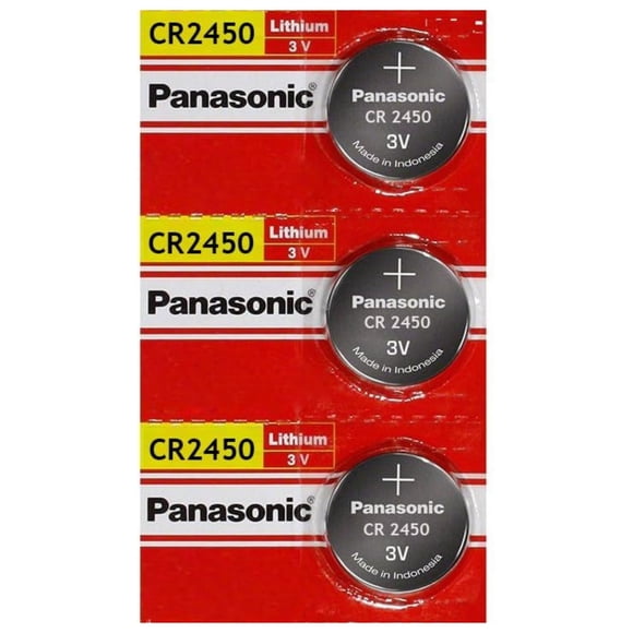 3 x Panasonic 2450 Lithium 3 volt Batteries, equivalent CR2450 3v
