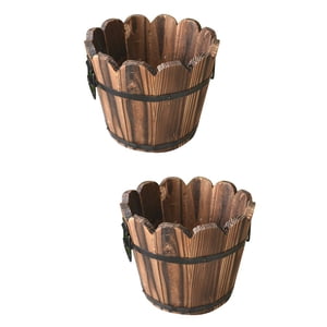 LEEYNEER Ensemble de 2 Pots de fleurs d'intérieur Grandes Planteurs en bois pour l'extérieur Air Plantes