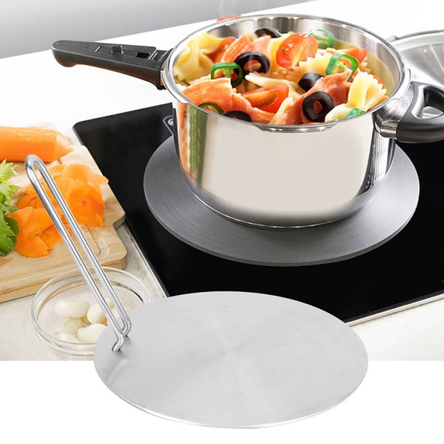 Diffuseur de Chaleur, Plaque de Diffusion de Chaleur, Poignée Amovible en Acier Inoxydable pour Cuisinière à Induction Cuisinière Électrique 24 cm