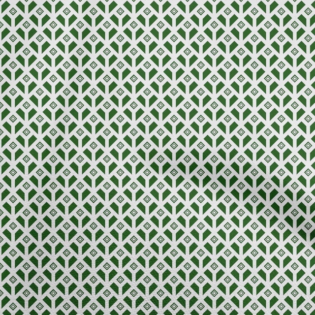 oneOone Polyester Spandex Green Fabric Geometrical Fabric For Sewing Printed Craft Fabric By The Yard 56 Inch Wide