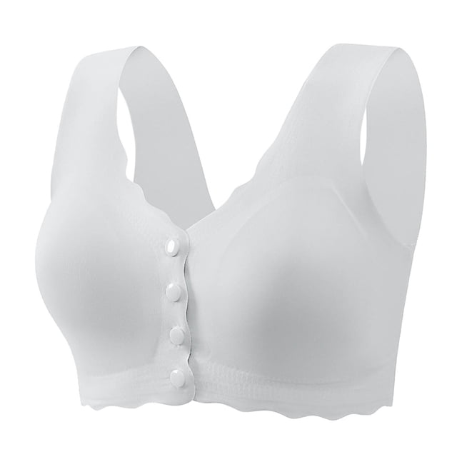 Timegard Plus Size Bras for Women Back Smoothing Front Closure Full Support Wireless Comfy Sleep Bras