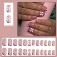 thumbnail image 1 of Short Glossy Leopard Print Bow Nails 24 Piece Removable Wearable Nail Set, 1 of 6