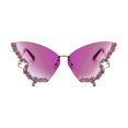 thumbnail image 1 of TIEVOSA Rhinestone Sunglasses Female Thin Sunglasses Models Sun and Eyeglasses（Purple）, 1 of 4