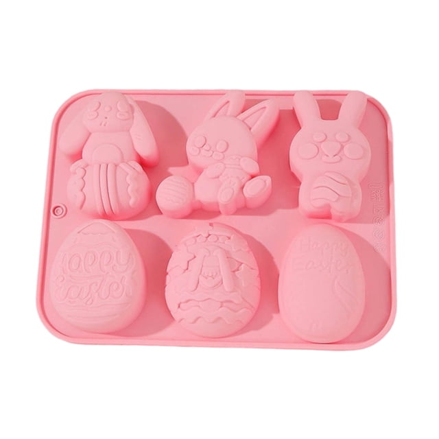 WMQPNNS Easter Chocolate Egg Rabbit Bunny Shaped Mould for Chocolate Fondant Non Stick Rabbit Baking for DIY Candy Cookies Easter Party