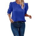 thumbnail image 4 of Timegard Hauts pour Femmes Grande Taille Manches Longues Bouffantes Col Rond Blouse Confortable Automne Chemises Décontractées Amples Hauts, 4 of 9