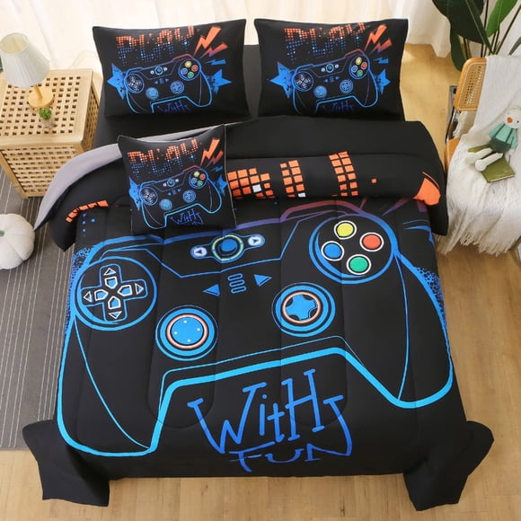 Dosaele Gaming Duvet Cover Sets for Boys Twin Size Boys Video Games Bedding Cover Designs Bed Set for Teen Boys Bedroom 1 Quilt Cover + 1 Pillowcases(No Comforter) Blue