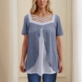 thumbnail image 2 of Timegard Hauts d'Été pour Femmes Grande Taille Carré V Neck Croisé Manches Courtes Décontracté Confortable Hauts Blouse, 2 of 6