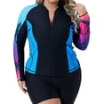 thumbnail image 1 of Charmo Womens Plus Size Long Sleeve Rash Guard Top Zipper Swimsuit Swim Shirt, 1 of 6