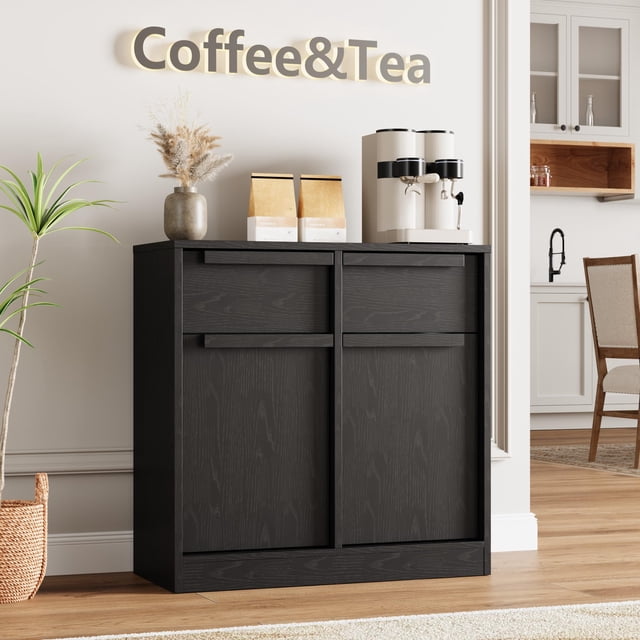 Kojooin 62 in Sideboard Buffet Cabinet, Large Coffee Bar Cabinet with 2 Doors, 2 Drawers and Adjustable Shelves