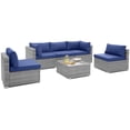 thumbnail image 1 of Gymax 6PCS Patio Conversation Furniture Set Rattan Sectional Sofa Set w/ Navy Cushions, 1 of 5
