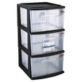thumbnail image 1 of Homz Tour de Rangement Domestique Moyenne en Plastique à 3 Tiroirs Transparents avec Roues, 1 of 7