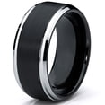 thumbnail image 2 of Men's Two-Tone Tungsten Ring Black Brushed Wedding Band 9MM, 2 of 7