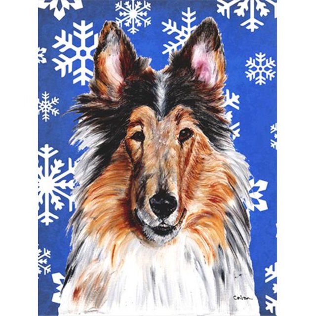 Carolines Treasures SC9766GF Collie Winter Snowflakes Flag Garden Size