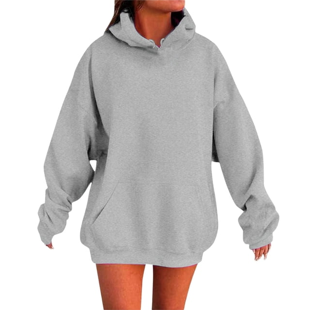 Chandail à Capuchon Surdimensionné Femme Couleur Unie Basique Automne Chandail à Capuchon avec Poche avant Extensible Coupe Confortable Chandail Molletonné Chandail Femme GY2 TTG