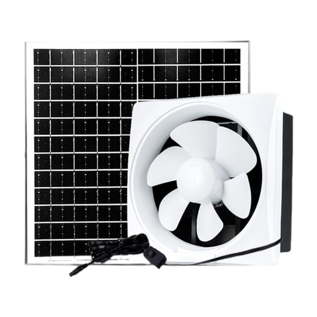 veasfak Solar Powered Fan Kit Wall Mount Ventilation 6inch Fan 17W Solar
