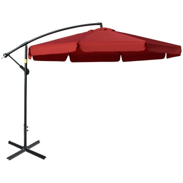 Outsunny Parasol Déporté Suspendu de Patio 11 Pi, Parasol Cantilever, Rouge
