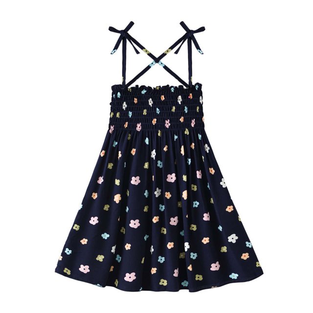 Robe d'Été pour Filles Été Bébé Filles Robe Sans Manches à Bretelles Imprimé Graphique Vêtements pour Enfants