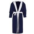 thumbnail image 3 of Innerwin Dressing Gown Solid Color Men Wrap Robe Home Hooded Thicken Plush Bath Robes Blue White S, 3 of 6