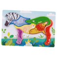 thumbnail image 4 of HILABEE Wooden Animal Puzzles Early Educational Animal Recognition Shape Matching Puzzle Zebra, 4 of 9