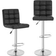 BestOffice Modern Set of 2 Barstools Adjustable Counter Height Swivel PU Leather Bar Hydraulic Dining Room Chairs Home Kitchen Stools, Black