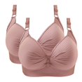 thumbnail image 2 of Bigersell Padded Sports Bra for Women 2pc V-Neck Wire-Free Bra Support Women Bras Plus Size Sport Bra Style R-55 Basic Bra Strap Nylon Back-Smoothing Bra Feature Everyday Bras Underwear Pink 42, 2 of 2