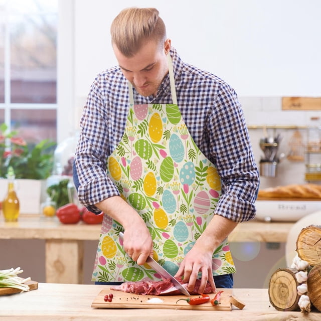 Offre Spéciale! Tablier Imitation Lin Imprimé Maison de Pâques Tablier Multifonctionnel pour Cuisine