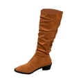 thumbnail image 2 of Cameland Women's Fall Winter Flock Color Long Boots Middle Heels Boots Pointed-Toe Knee High Boot, 2 of 6