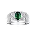 thumbnail image 1 of RYLOS Men's Rings Sterling Silver Rings Classic Designer Style 8X6MM Gemstone &  Diamond Ring Green Sapphire September Birthstone Rings For Men,  Size 11, 1 of 7