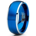 thumbnail image 2 of Men's Two-Tone Blue Silver Tungsten Carbide Wedding Band Ring Comfort-Fit High-Polish 8MM, 2 of 4