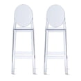 thumbnail image 3 of Plastic Transparent Clear Bar Stool, Bar Stool Pub Chair Kitchen Island Counter, with Backrest & Footrest Stool set 2, 3 of 3