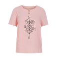 thumbnail image 4 of Soldes d'Été Iumwxz Chemises de la Saint-Valentin pour Femmes T-Shirts Basiques Confortables Hauts pour Femmes Imprimé Floral Hauts à Manches Courtes Col Rond Blouse pour Femmes Offres Spéciales Cocktail, 4 of 4