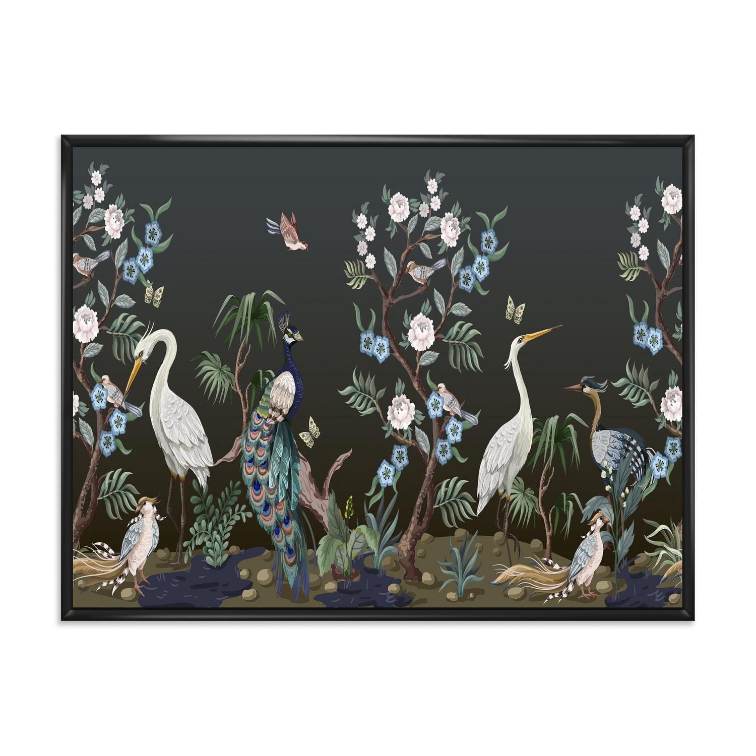 Designart Chinoiserie Aux Oiseaux Et Pivoines IV ART MURAL À CADRE FLOTTÉ
