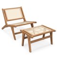 thumbnail image 1 of Costway Fauteuil d'Appoint Mi-Siècle Moderne avec Ottoman Cadre en Bois de Teck Style Ferme, 1 of 10
