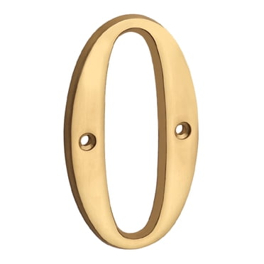 HASWARE Numéro de Maison en Laiton Massif de 4 Pouces (10 cm), Numéros de Porte d'Appartement, Panneau d'Adresse de Boîte aux Lettres avec 2 Vis, Laiton (#0, Doré)