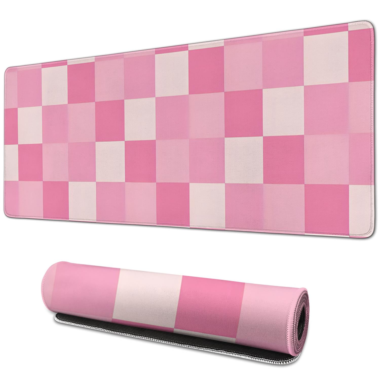 Beautiful Pastel Checkered Mouse Pad - Cute Boho Aesthetic for Your Home Office, Anti-Slip Rubber Base, Perfect for Computers & Laptops, Extra Large 31.5x11.8in
