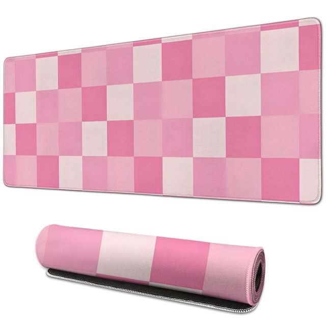 Beautiful Pastel Checkered Mouse Pad - Cute Boho Aesthetic for Your Home Office, Anti-Slip Rubber Base, Perfect for Computers & Laptops, Extra Large 31.5x11.8in