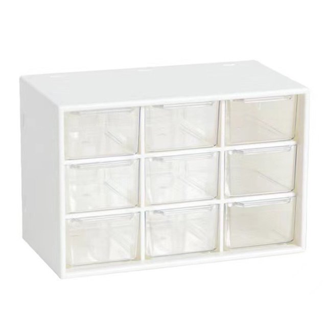 Desktop Organizer 9 Drawers Dustproof Multifunctional Easy to Clean Desk Storage Box for Jewelry Makeup Office School Home