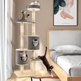thumbnail image 3 of Costway Arbre à Chat en Bois à Plusieurs Couches de 75 Pouces Tour Intérieure Centre d'Activités et de Jeu avec 2 Condos, 3 of 10