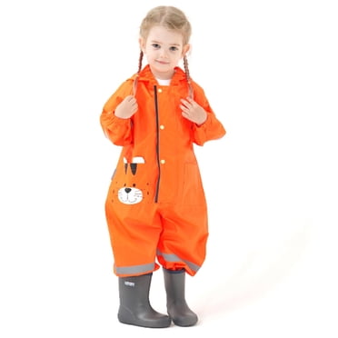 Yuyuzo Toddler Raincoat Kids Boys Girls 1 Piece Hoodie Button Windproof Coverall Baby Rain Jackets