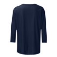 thumbnail image 4 of Hauts à Manches 3/4 pour Femmes Mode pour Femmes T-Shirt Uni Ample Mi-Long Blouse à Manches 3/4 Col Rond Hauts Décontractés T-Shirts en Coton Femmes T-Shirts pour Femmes Mode, 4 of 9