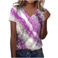 thumbnail image 1 of Birdeem Mode Femme Blouse T-Shirt à Col en V à Manches Courtes Été Imprimé Hauts Amples, 1 of 8