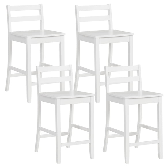 Costway 24-Inch Wooden Bar Stools Set of 4 with Ergonomic Backrest Counter Height Stools White