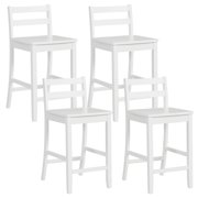 Costway 24-Inch Wooden Bar Stools Set of 4 with Ergonomic Backrest Counter Height Stools White