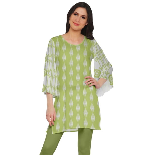 Moomaya Kurta Mini à Manches Kimono Tunique d'Été Kurtis Courts Imprimés pour Femmes