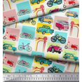 thumbnail image 2 of Soimoi Crepe Silk Fabric Vehicles Patchwork Print Fabric by Yard 42 Inch Wide, 2 of 3