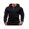 thumbnail image 1 of Mens Solid Zip Up Hoodie Classic Winter Hooded Sweatshirt Jacket Coat Top Tops, 1 of 4