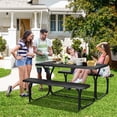 thumbnail image 2 of Gymax Picnic Table Set 54'' x 59'' x 28.5'' with 1 Picnic Table and 1 Bench, Black (2 Count), 2 of 10