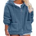 thumbnail image 1 of SLADYGLO Women Full Zip Sherpa Lined Front Pockets Drawstring Fuzzy Hoodie, 1 of 3